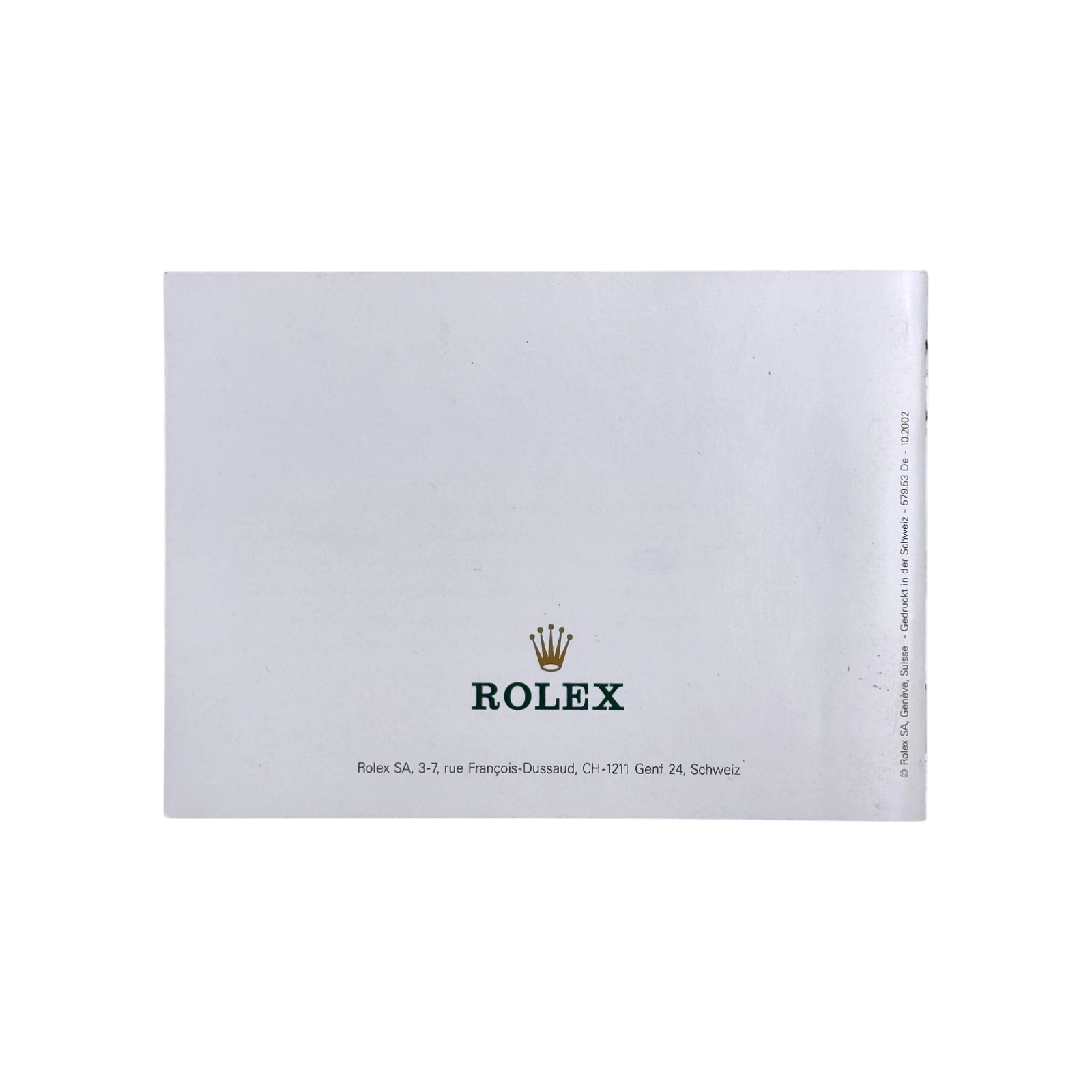 Ihre Rolex Oyster Handbuch - Booklet Deutsch Ref. 579.53 De - 10.2002
