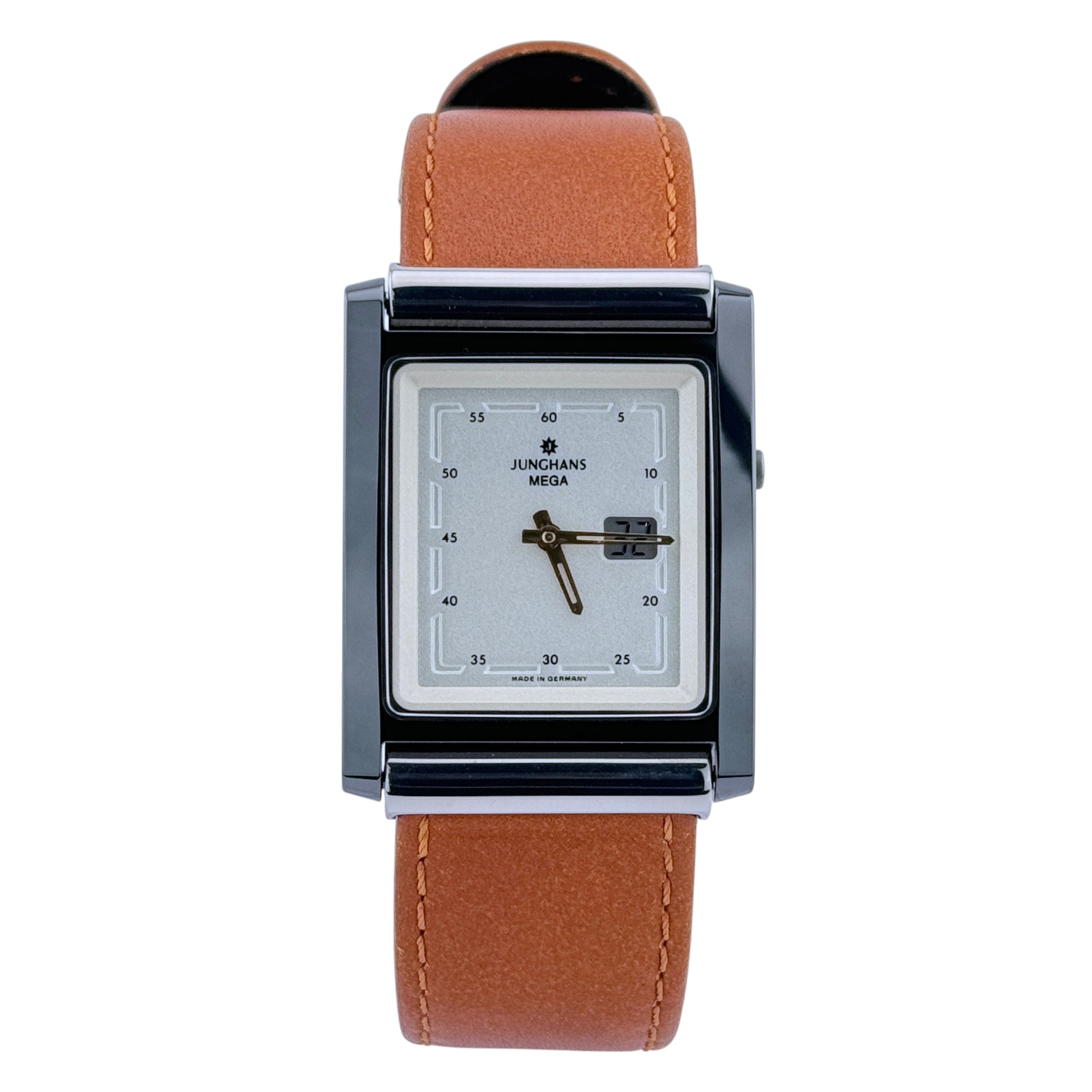 Junghans Mega Funkuhr Armbanduhr Keramik Weiß 29 mm radio watch Ref. 12/1805