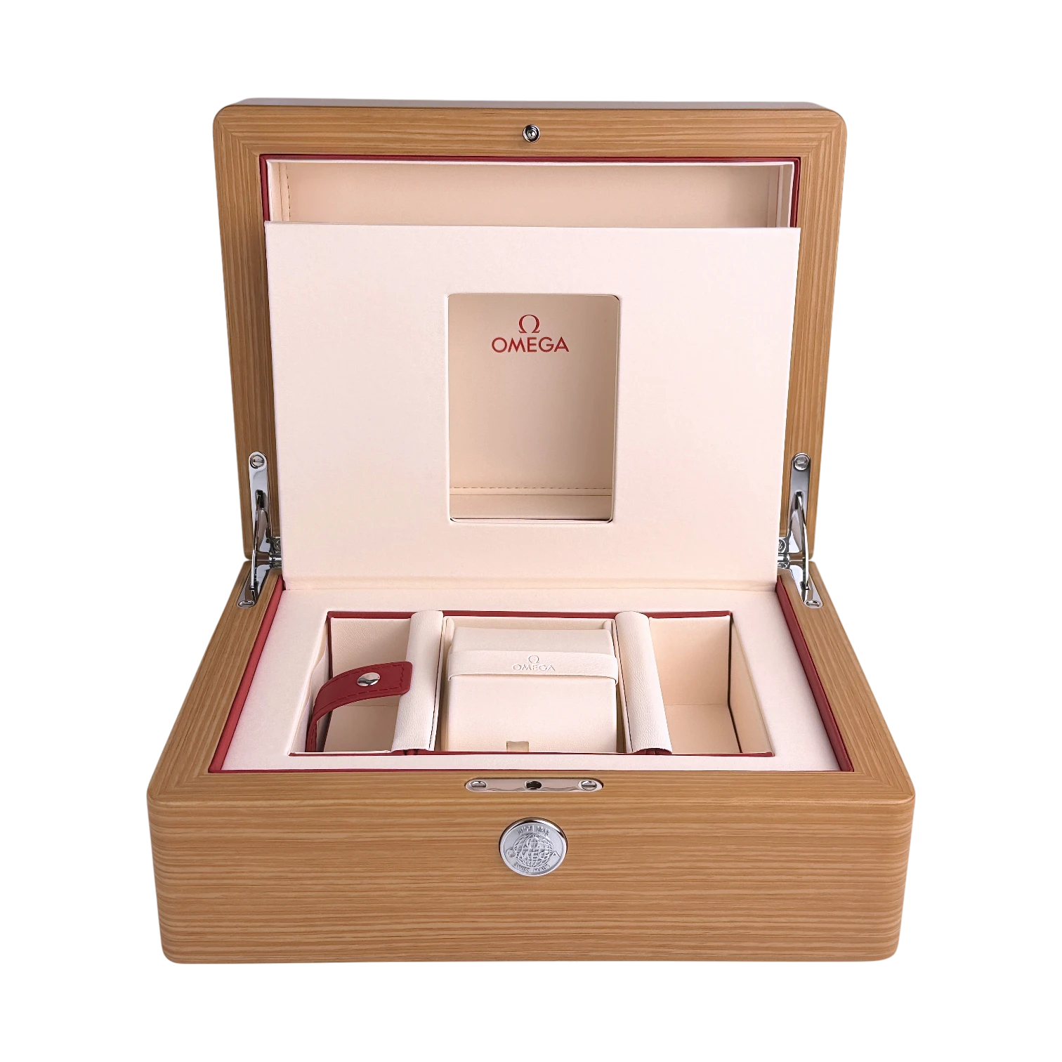 Omega Holz Uhrenbox Aufbewahrung Box Umkarton Braun wood watch storage box brown