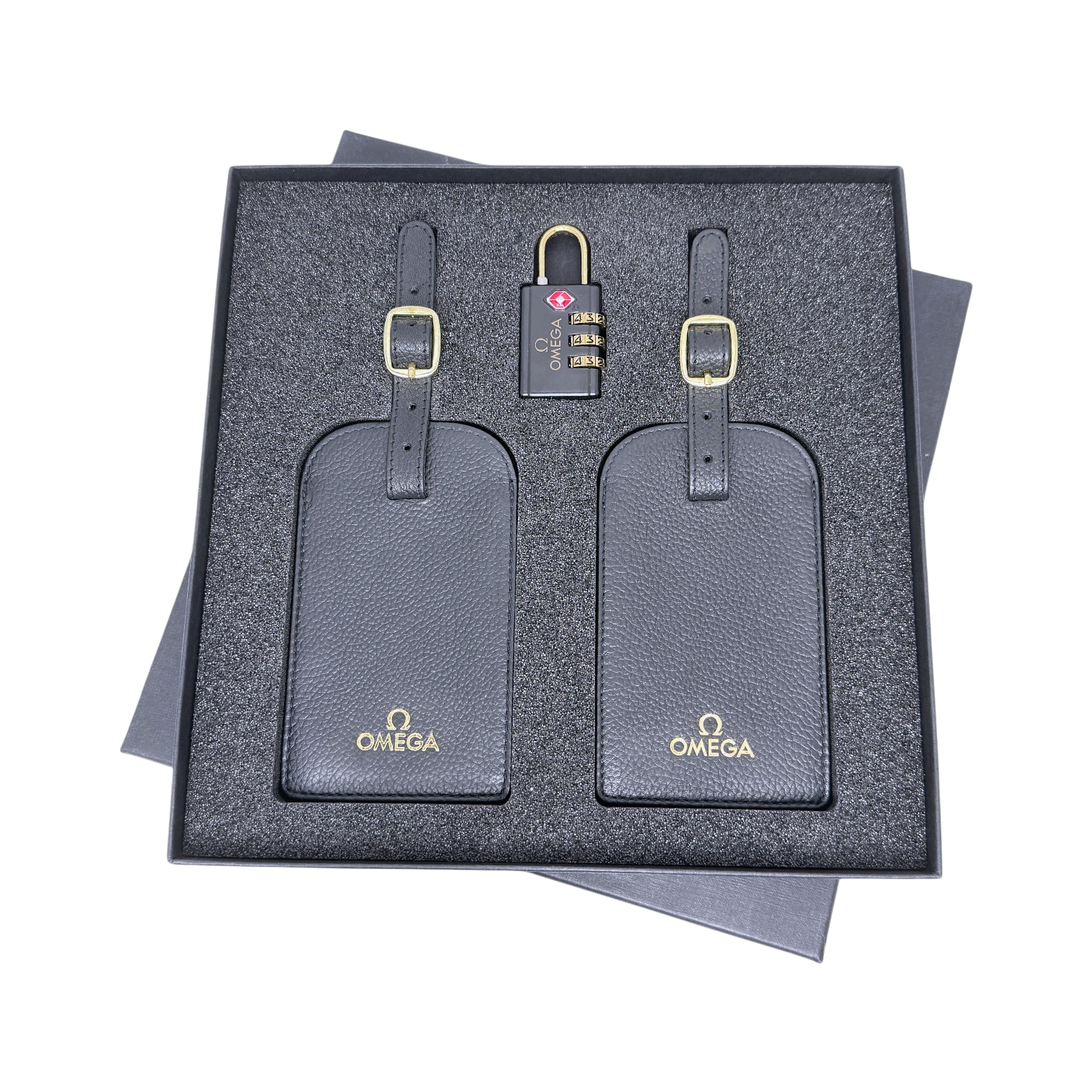 Omega Kofferanhänger Adressanhänger Koffer Gepäck Namensschild mit Schloss