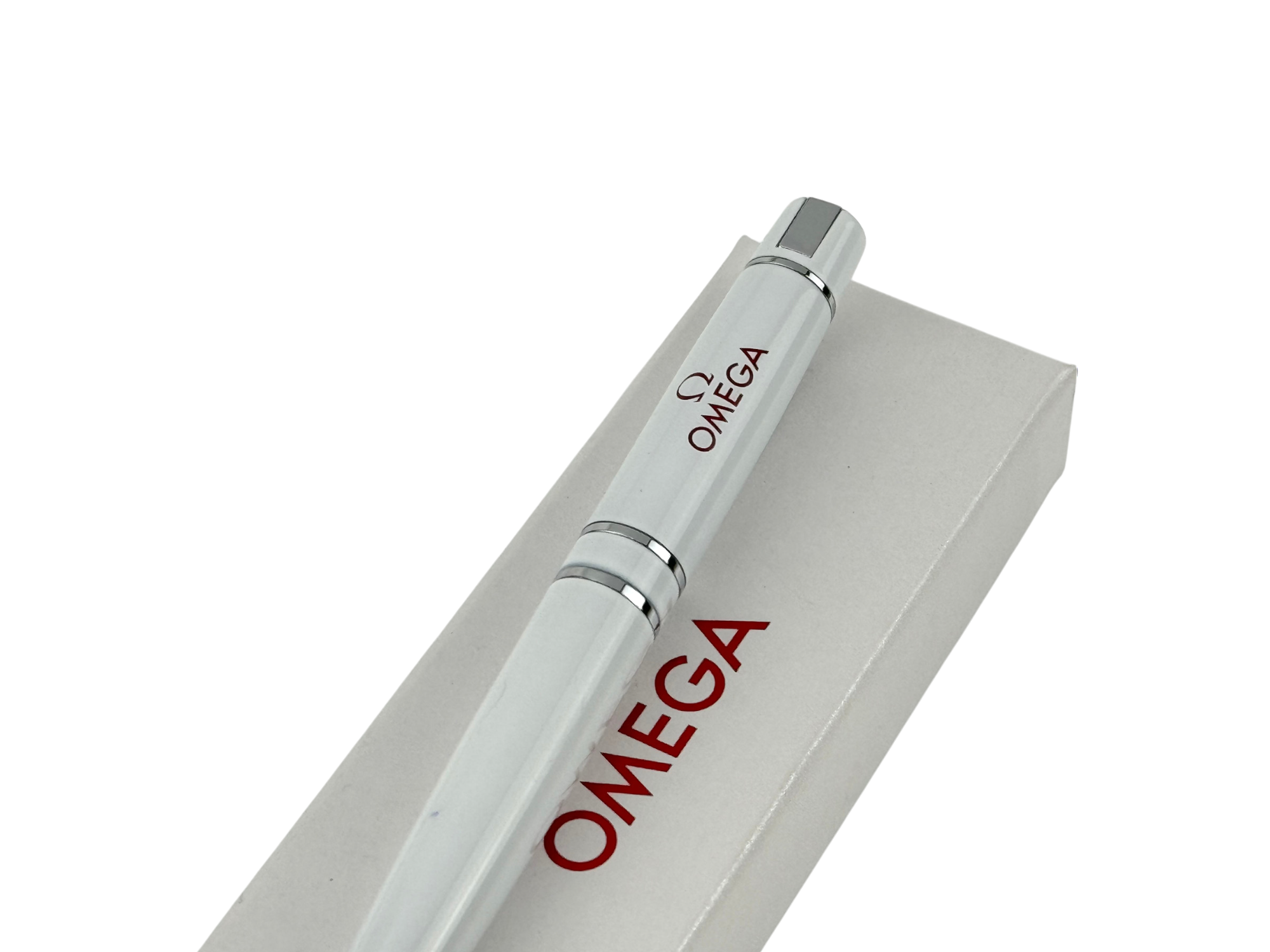 Omega Kugelschreiber Kuli Stift Schreibstift Weiß pen ballpoint white 