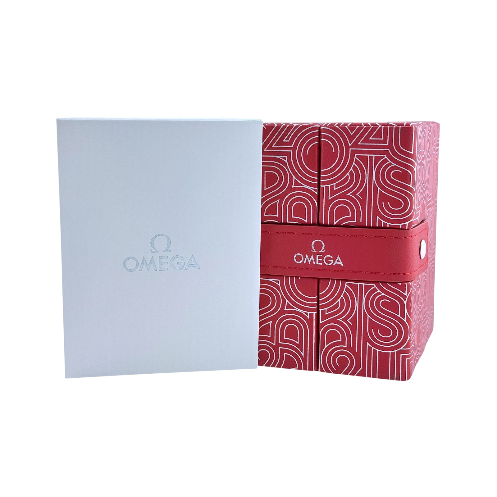 Omega Uhrenetui Etui Reiseetui Reisebox Box Paris Olympics 2024 Rot travel pouch