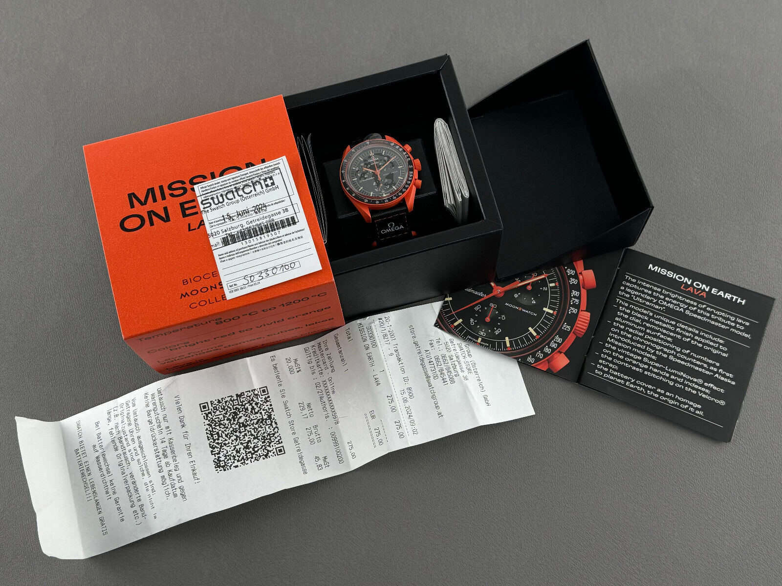  Omega x Swatch Speedmaster MoonSwatch Mission on Earth Lava Uhr watch SO33O100
