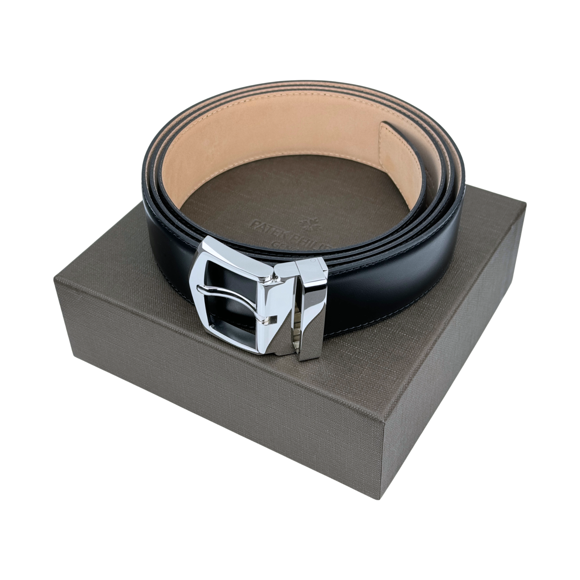 Patek Philippe Leder Gürtel Schwarz Herren leather belt black