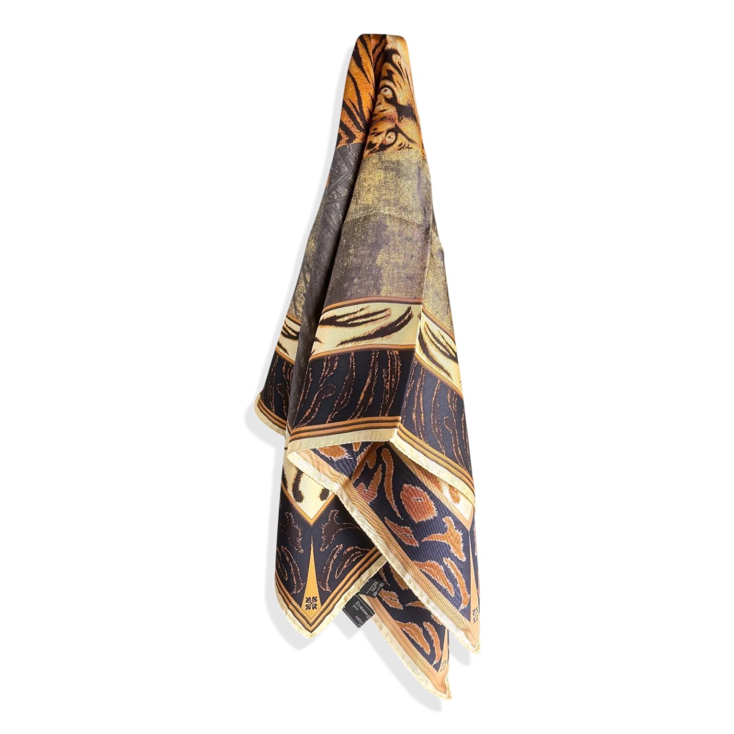 Patek Philippe X Ermenegildo vintage Seidentuch mit Tigermotiv 130x130 cm