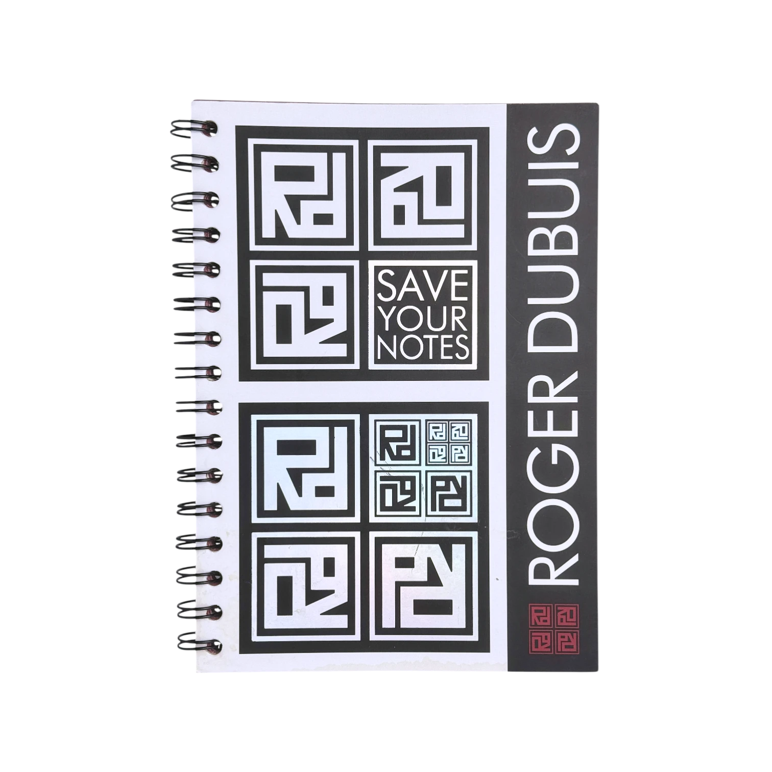 Roger Dubuis kariertes Notizbuch mit Hardcover in Schwarz, Weiß