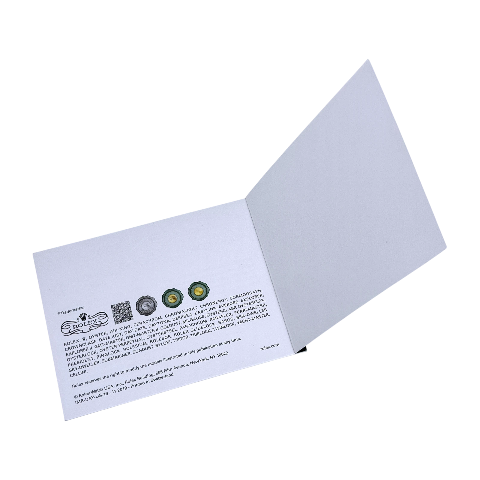 Rolex Cosmograph Daytona Handbuch - Booklet Englisch IMR-DAY-US-19 - 11.2019