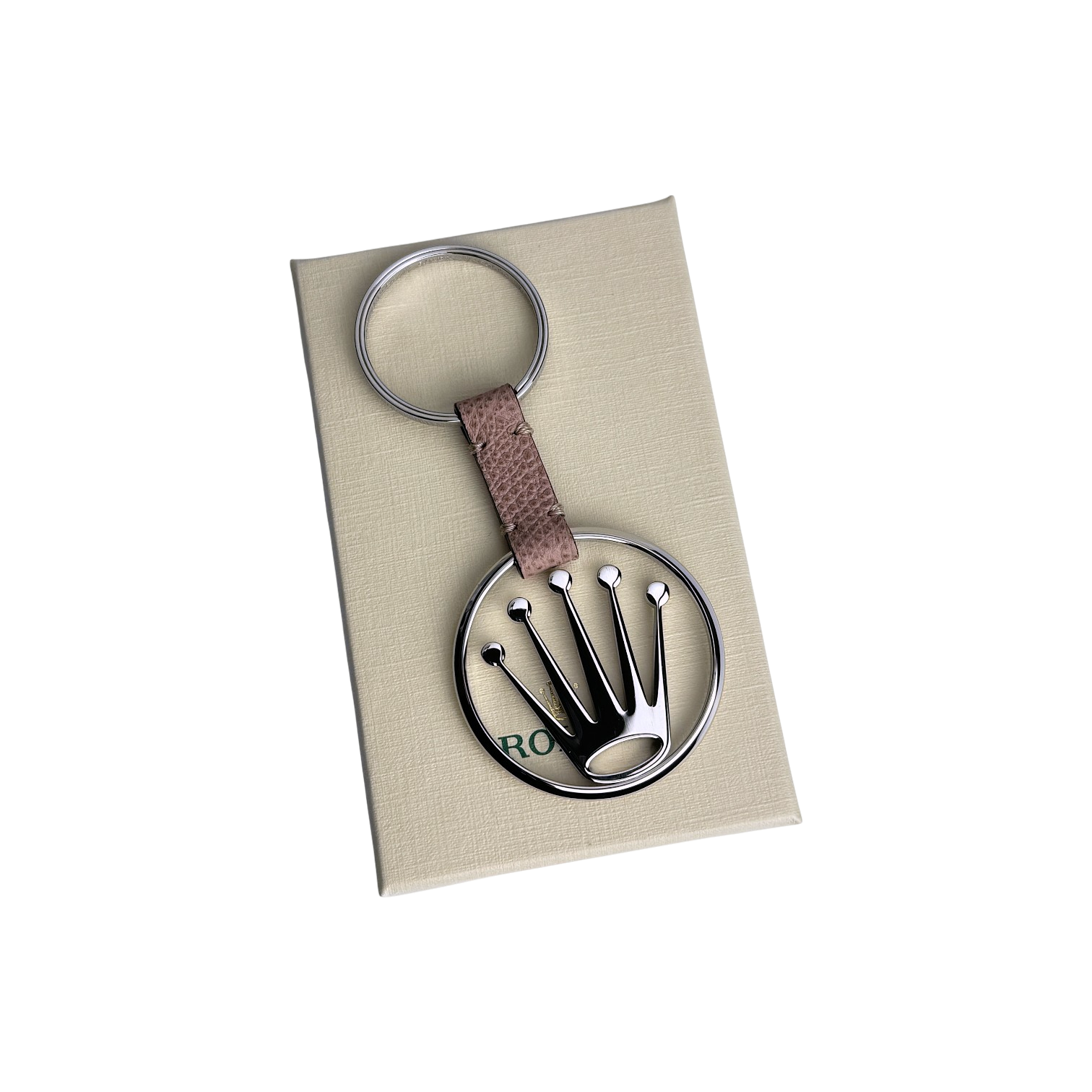 Rolex Edelstahl, Leder Schlüsselanhänger Anhänger in Silber, Braun