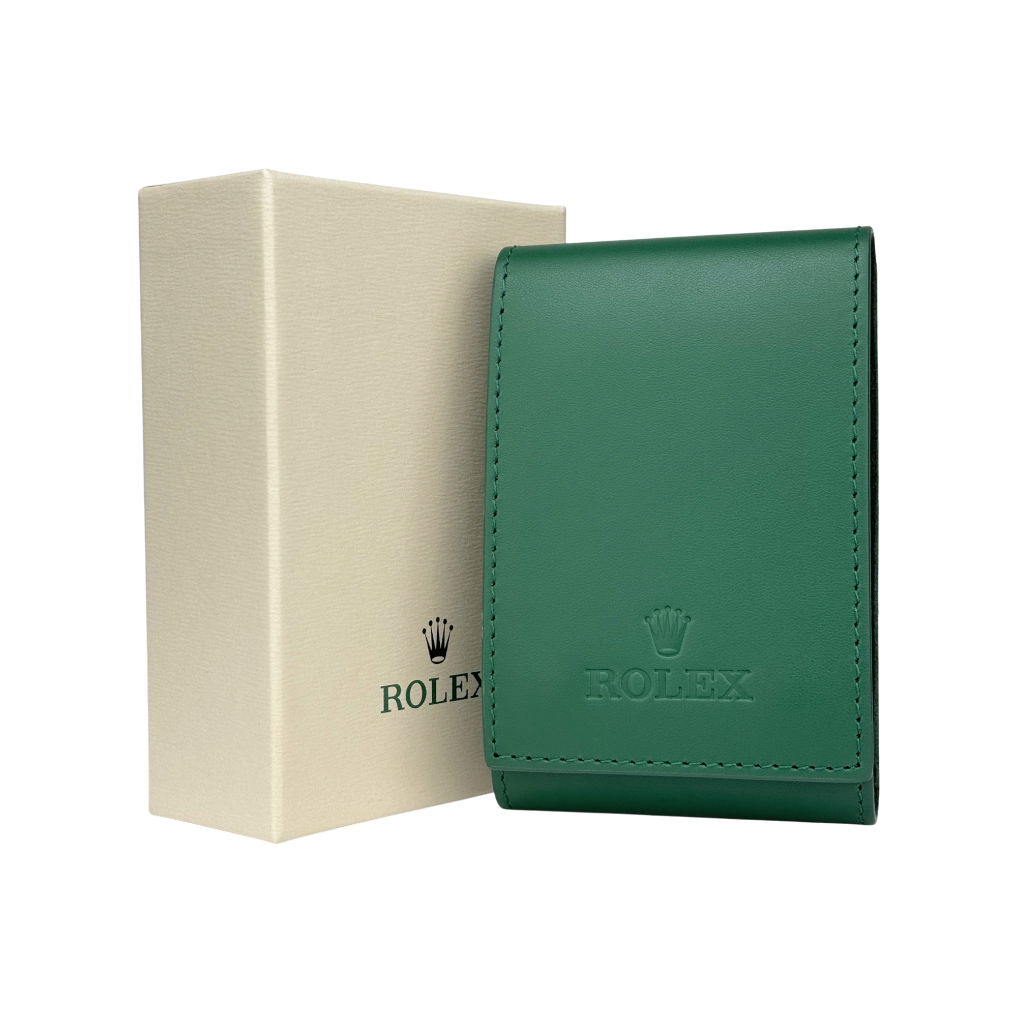 Rolex Etui mit Umkarton Reiseetui Reisebox Box Uhrenetui Grün
