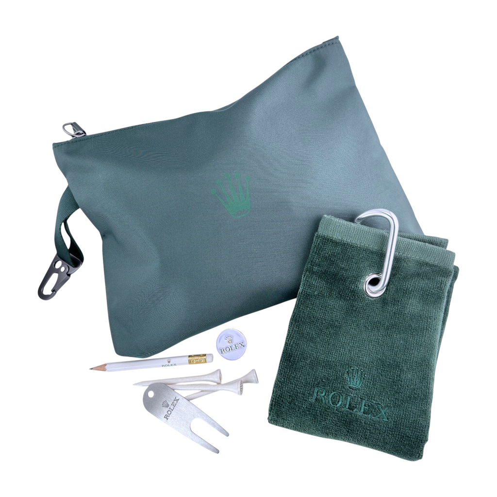 Rolex golf set: club cloth, tees, pitchfork, pencil, ball marker