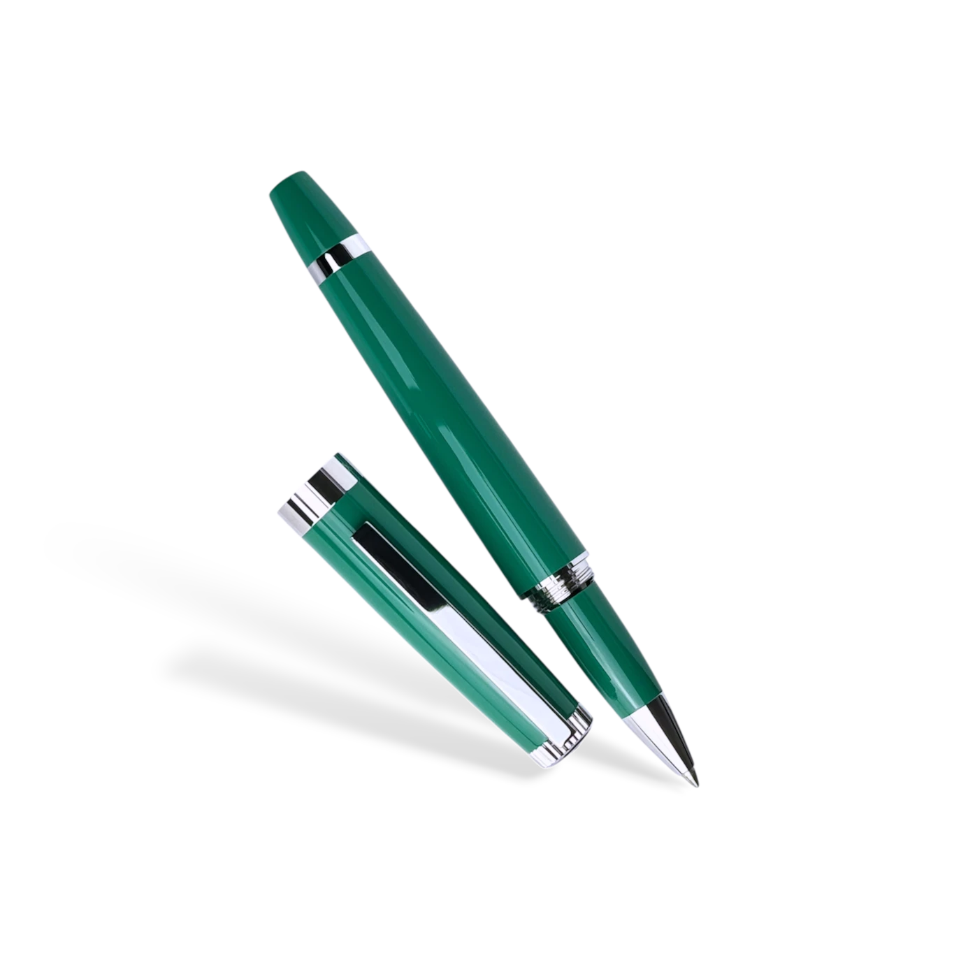 Rolex Kugelschreiber in Grün, Silber - Luxus Kuli mit Schraubdeckel