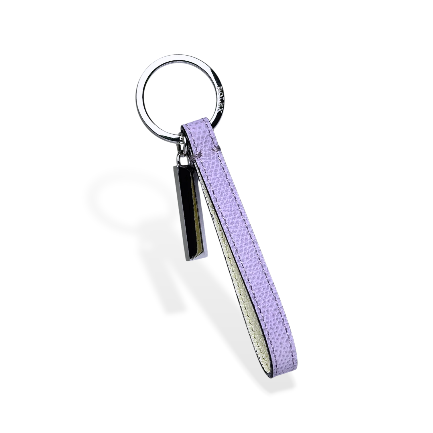 Rolex Leder, Edelstahl Schlüsselanhänger, Anhänger in Lila, Beige