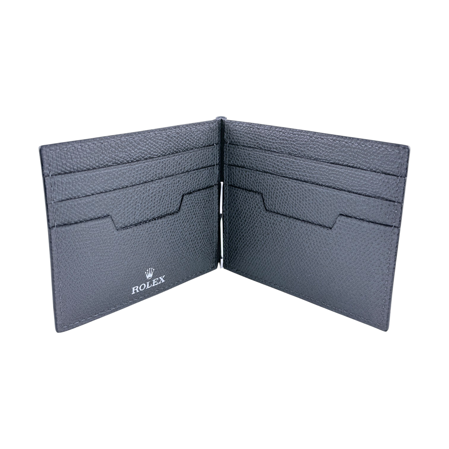 Rolex Leder Portemonnaie Brieftasche Geldbeutel mit Geldclip Grau wallet leather