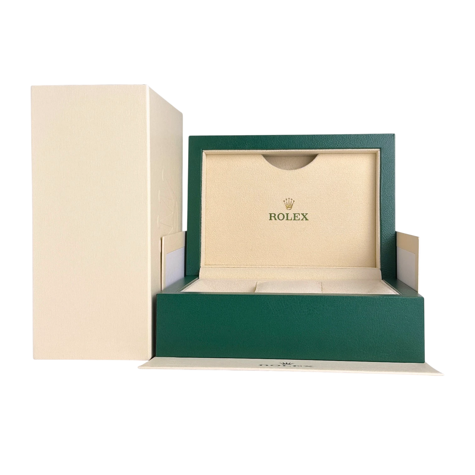 Rolex Oyster M Uhrenbox Grün/Beige - Box mit Umkarton Ref. 39139.04