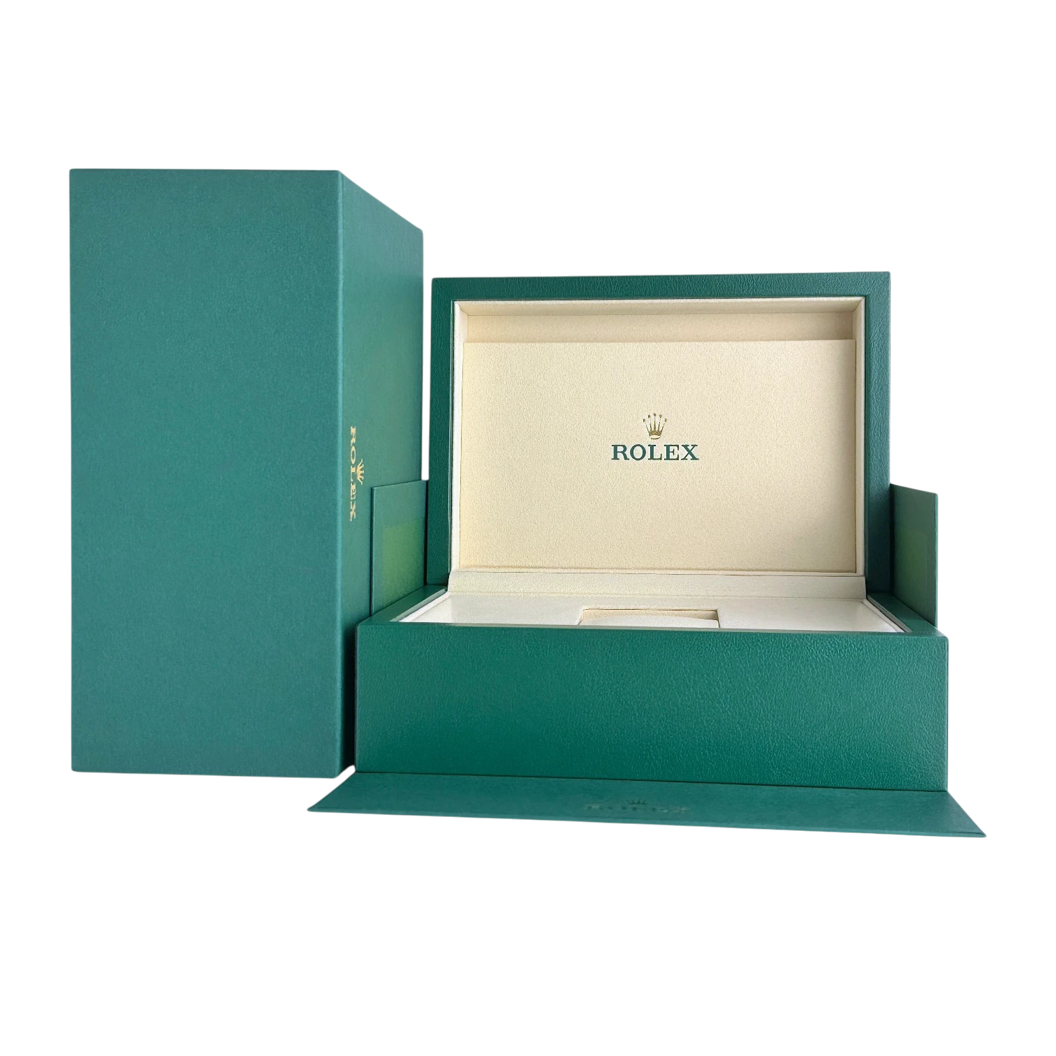 Rolex Oyster M Uhrenbox Grün/Beige - Box mit Umkarton Ref. 53491.8071