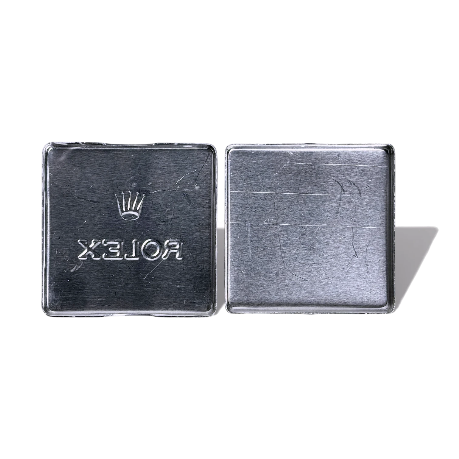 Rolex Vintage Aluminiumbehälter, Aluminiumdose, Schachtel 44x44 mm