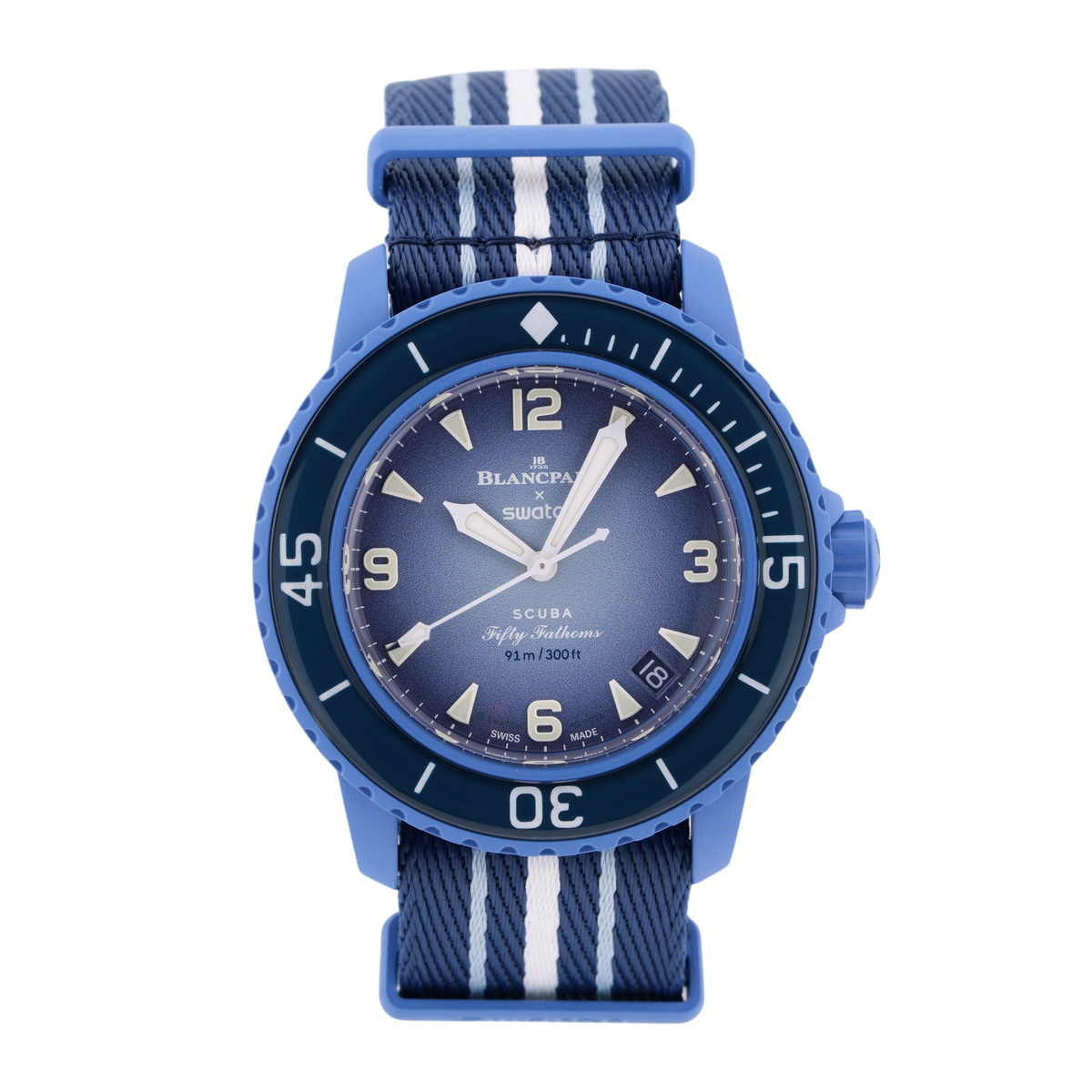 Swatch X Blancpain Scuba Fifty Fathoms Atlantic Ocean Armbanduhr Blau SO35A100
