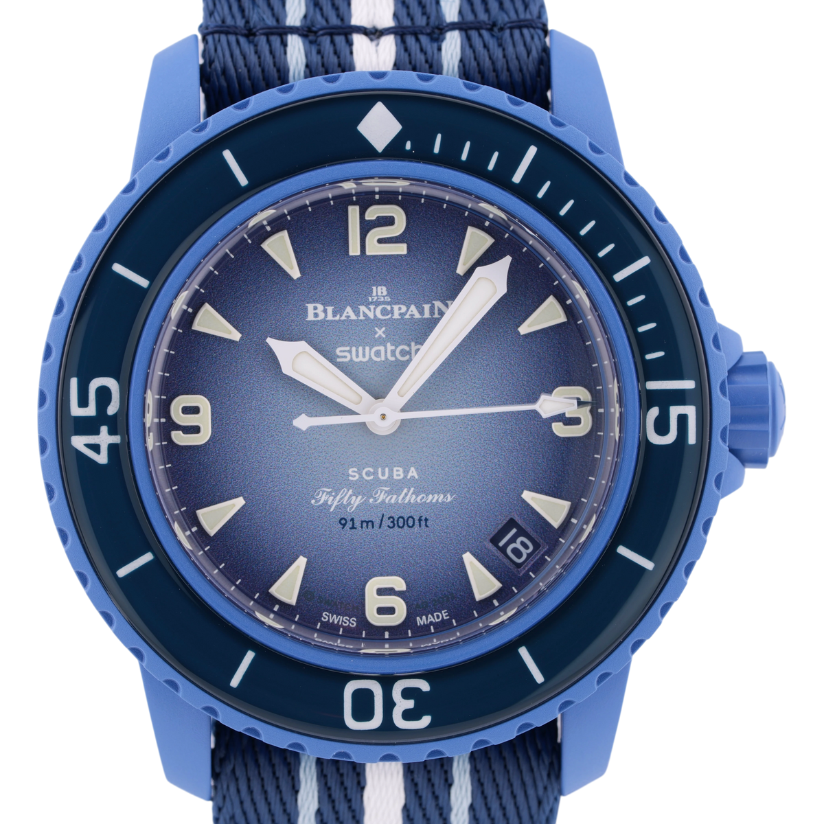 Swatch X Blancpain Scuba Fifty Fathoms Atlantic Ocean Armbanduhr Blau SO35A100