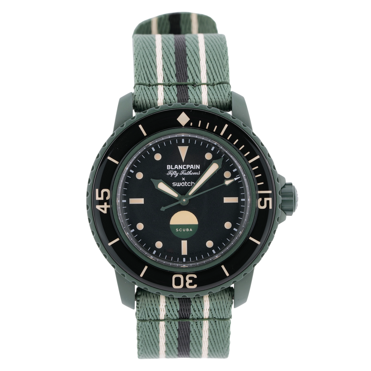 Swatch X Blancpain Scuba Fifty Fathoms Green Abyss Armbanduhr SO35G100