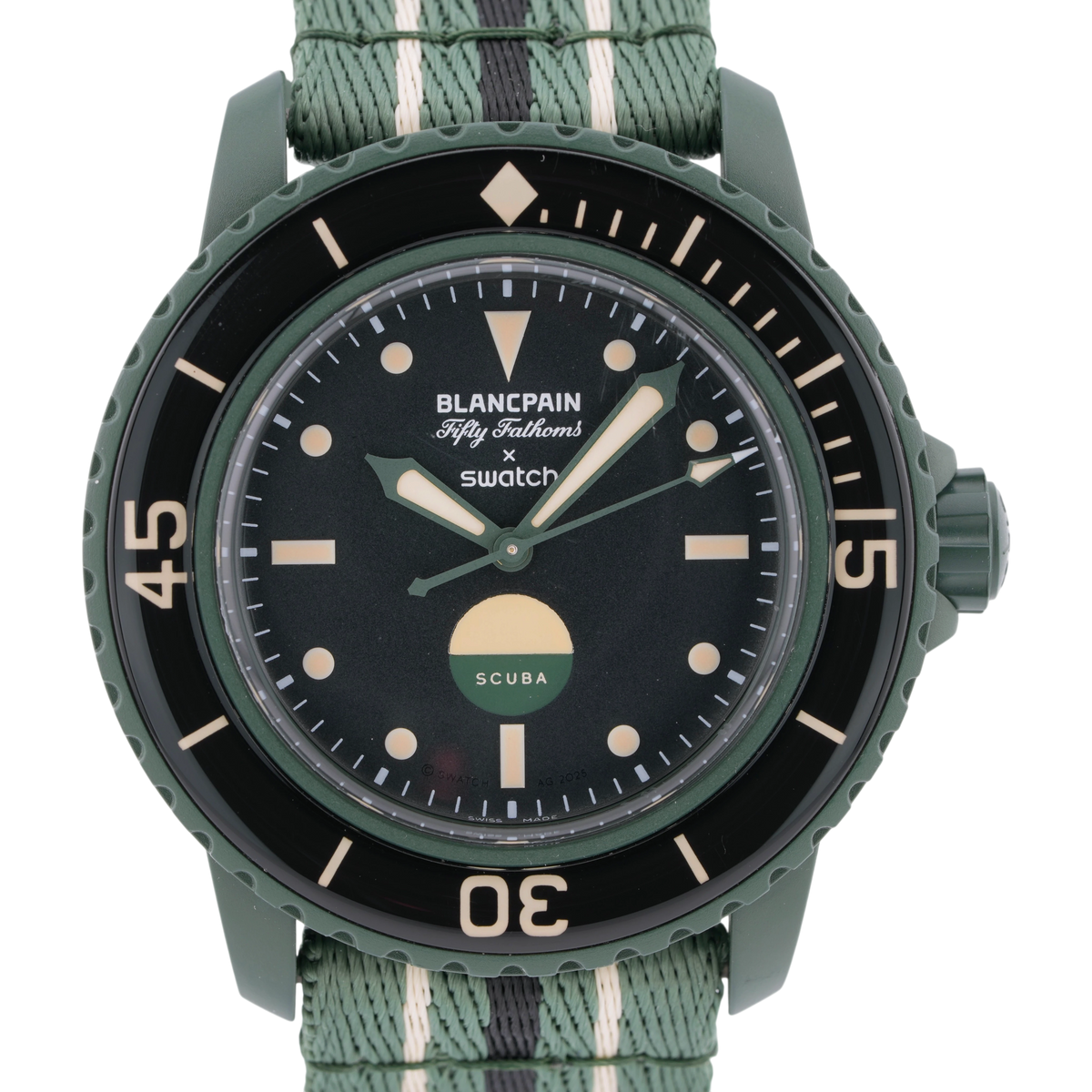 Swatch X Blancpain Scuba Fifty Fathoms Green Abyss Armbanduhr SO35G100