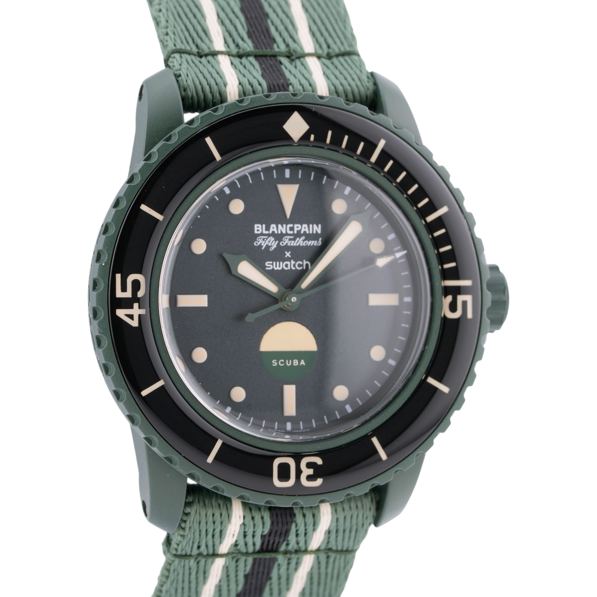 Swatch X Blancpain Scuba Fifty Fathoms Green Abyss Armbanduhr SO35G100
