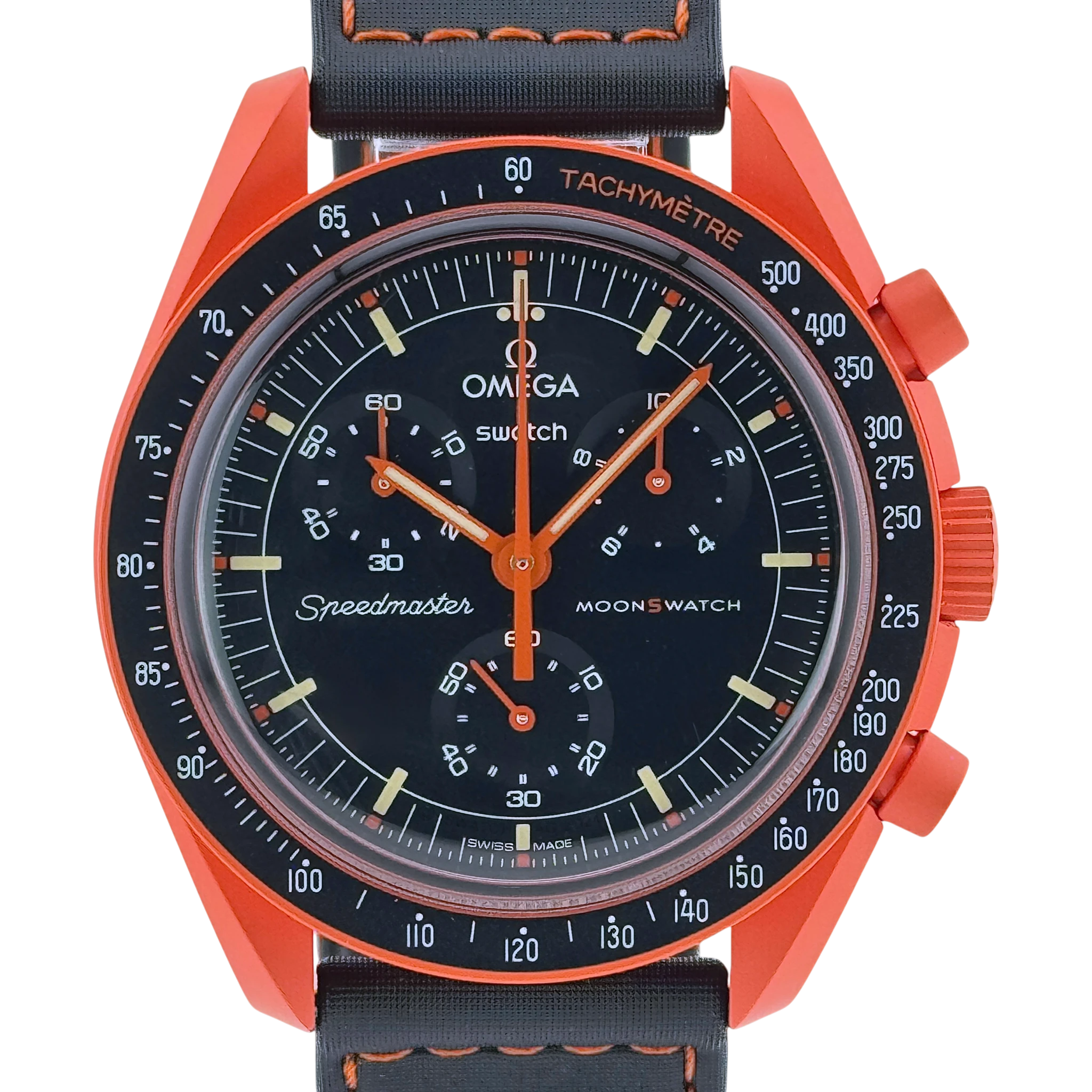 Swatch X Omega MoonSwatch Mission on Earth Lava Armbanduhr watch 42 mm SO33O100