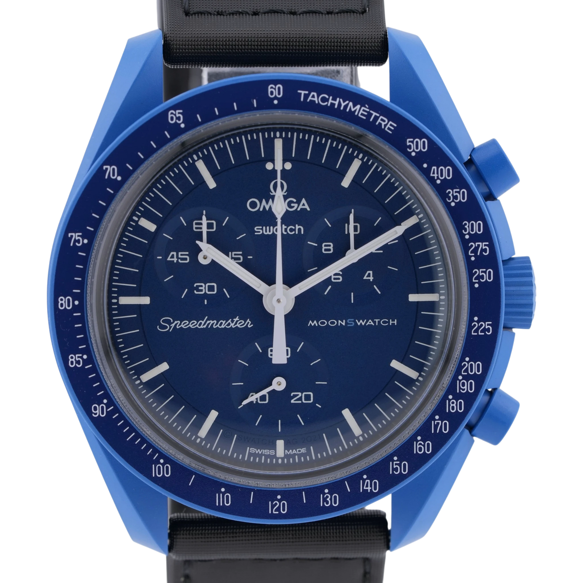 Swatch X Omega MoonSwatch Mission to Neptune Armbanduhr 42 mm Ref. SO33N100