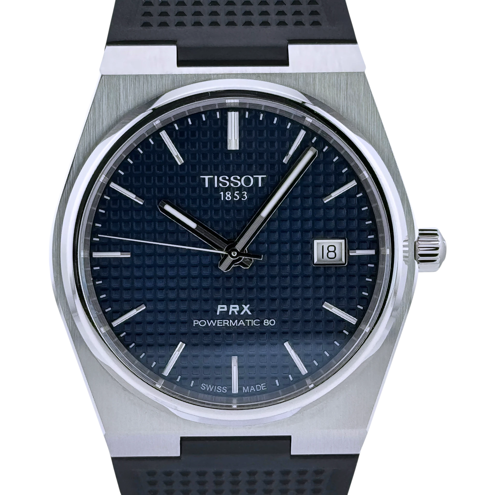 Tissot PRX Powermatic 80 40mm Automatik Armbanduhr Kautschuk Blau T1374071704100