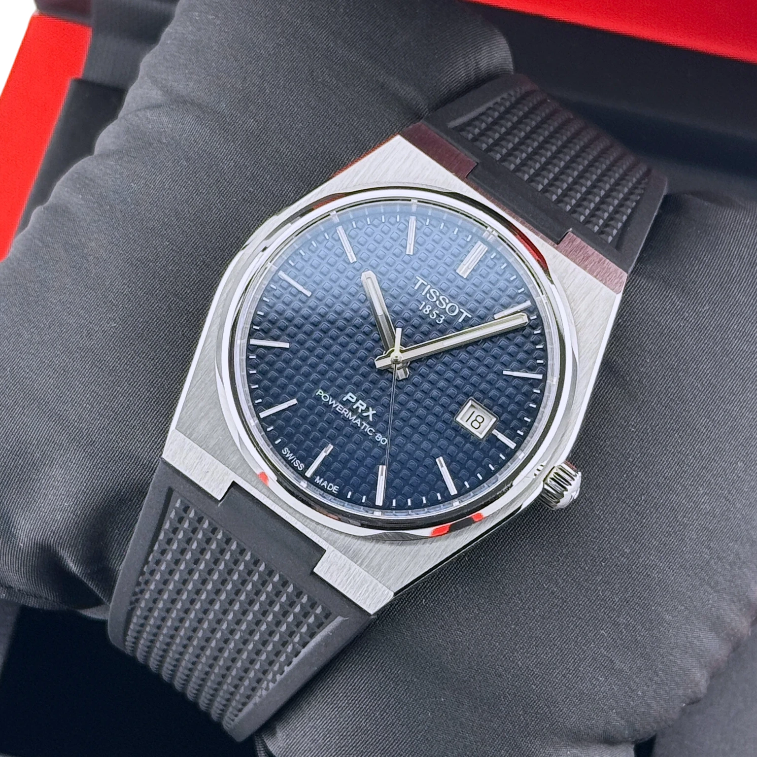 Tissot PRX Powermatic 80 40mm Automatik Armbanduhr Kautschuk Blau T1374071704100