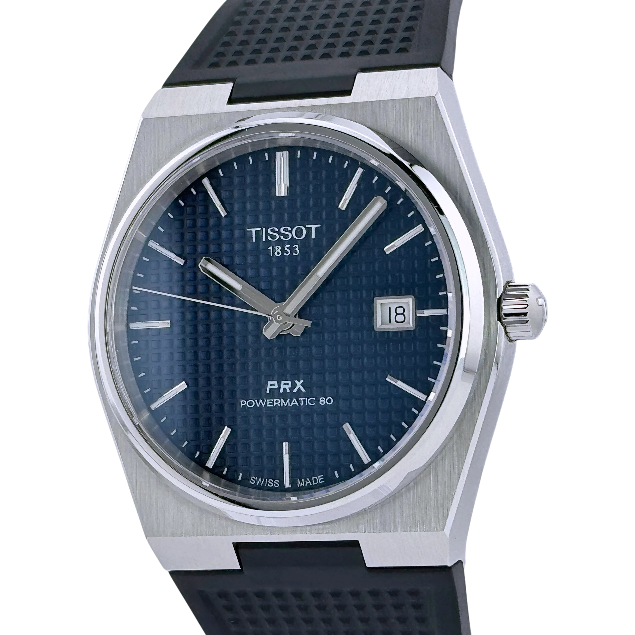 Tissot PRX Powermatic 80 40mm Automatik Armbanduhr Kautschuk Blau T1374071704100