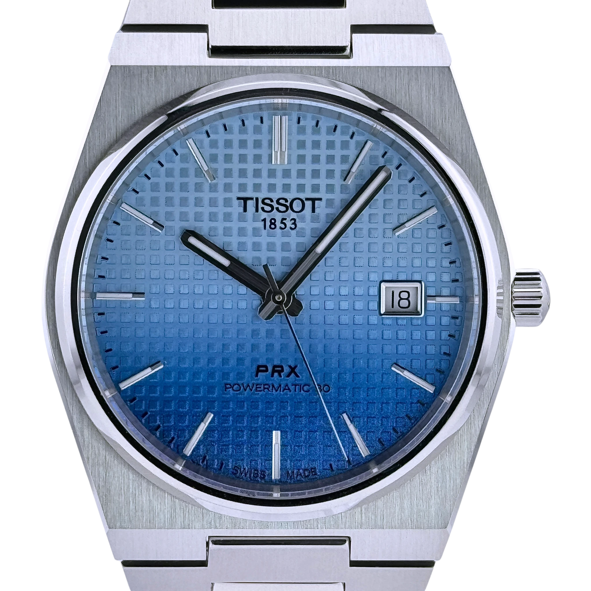 Tissot PRX Powermatic 80 Armbanduhr Edelstahl Eisblau Verlauf T137407 A