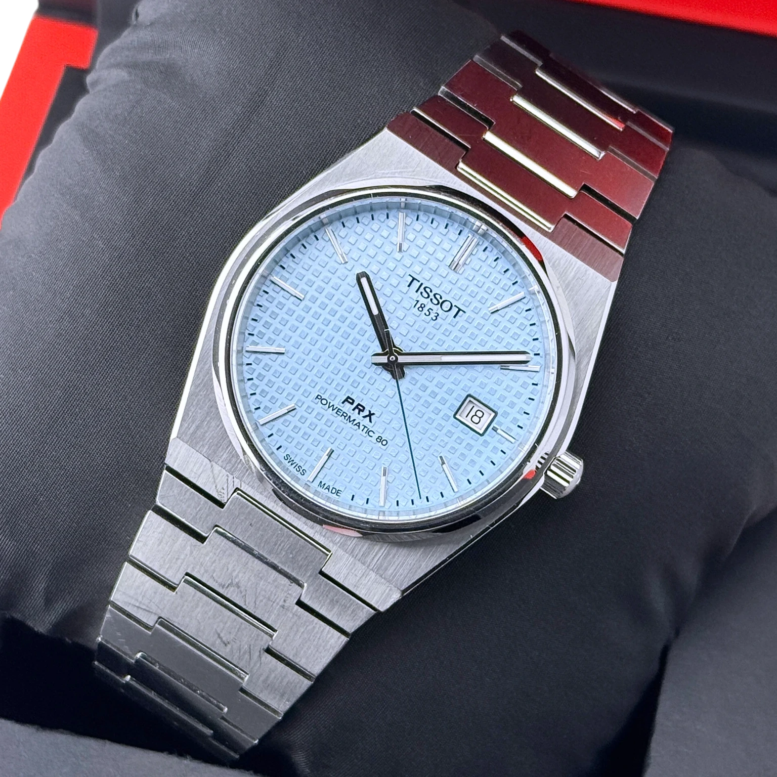 Tissot PRX Powermatic 80 Automatik Armbanduhr Edelstahl Eisblau T1374071135100