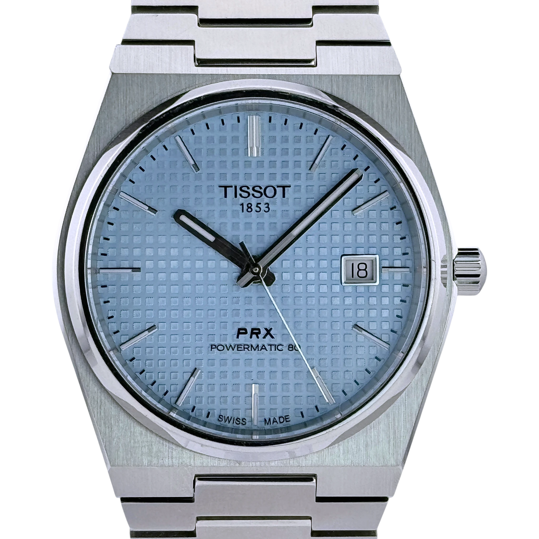 Tissot PRX Powermatic 80 Automatik Armbanduhr Edelstahl Eisblau T1374071135100