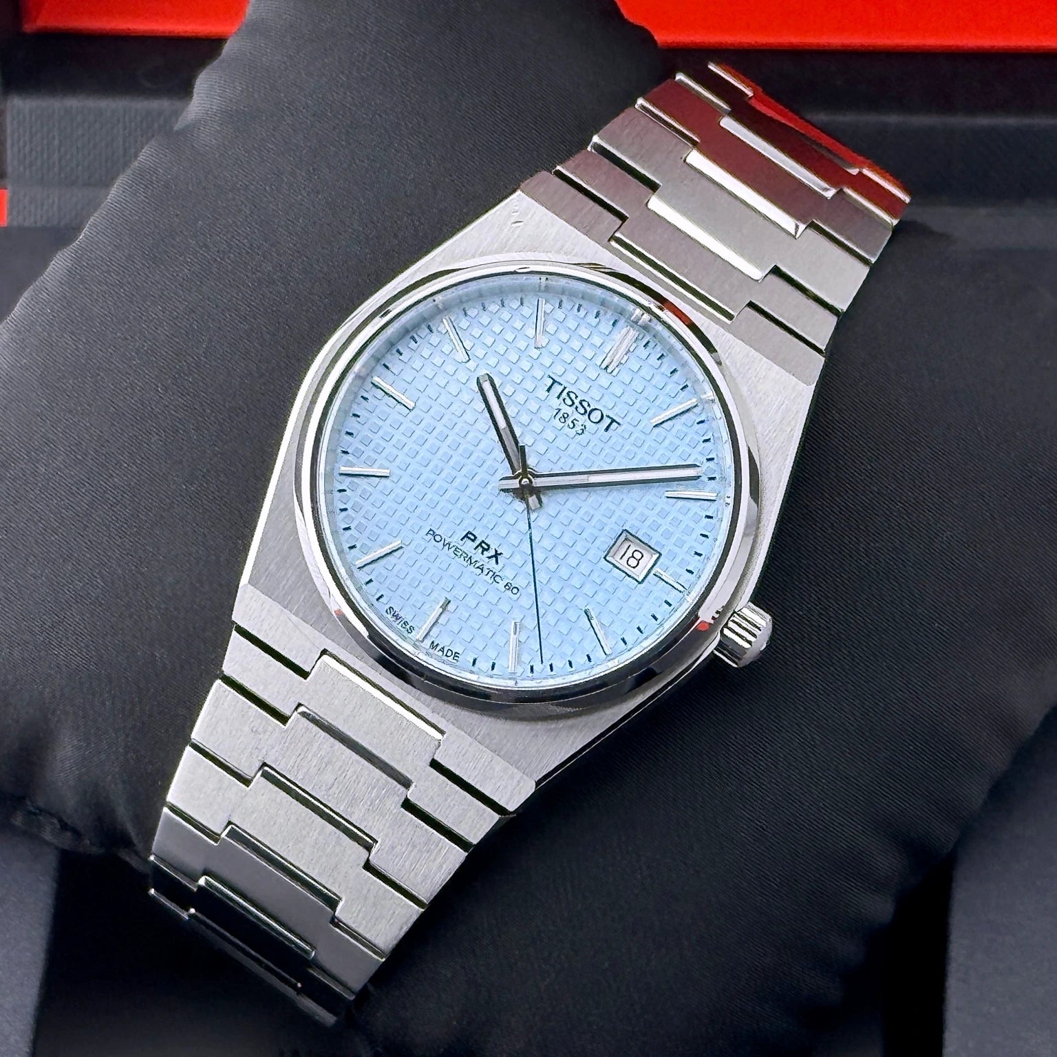 Tissot PRX Powermatic 80 Automatik Armbanduhr Edelstahl Eisblau T1374071135100