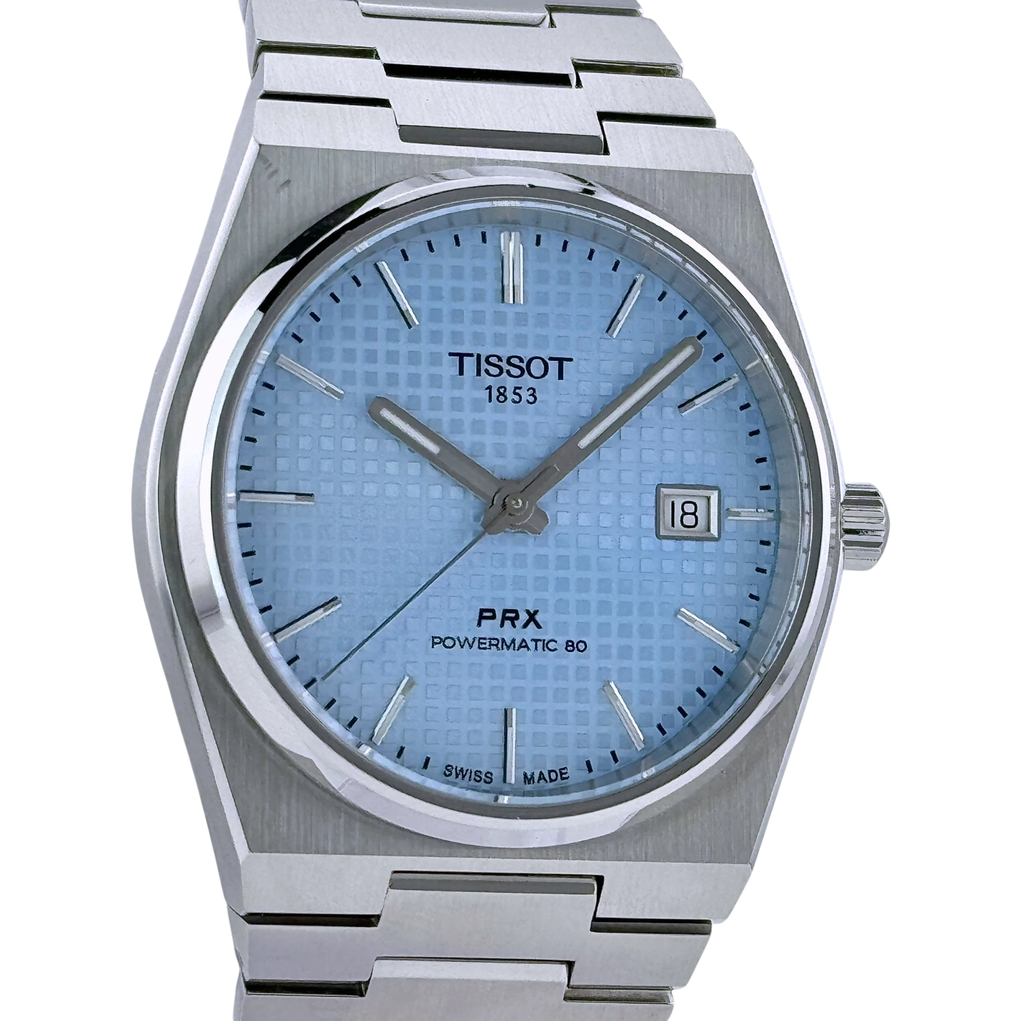 Tissot PRX Powermatic 80 Automatik Armbanduhr Edelstahl Eisblau T1374071135100