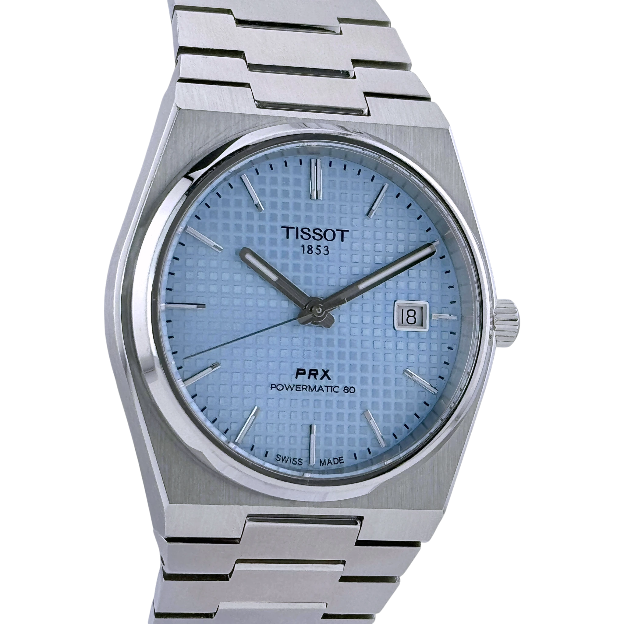 Tissot PRX Powermatic 80 Automatik Armbanduhr Edelstahl Eisblau T1374071135100