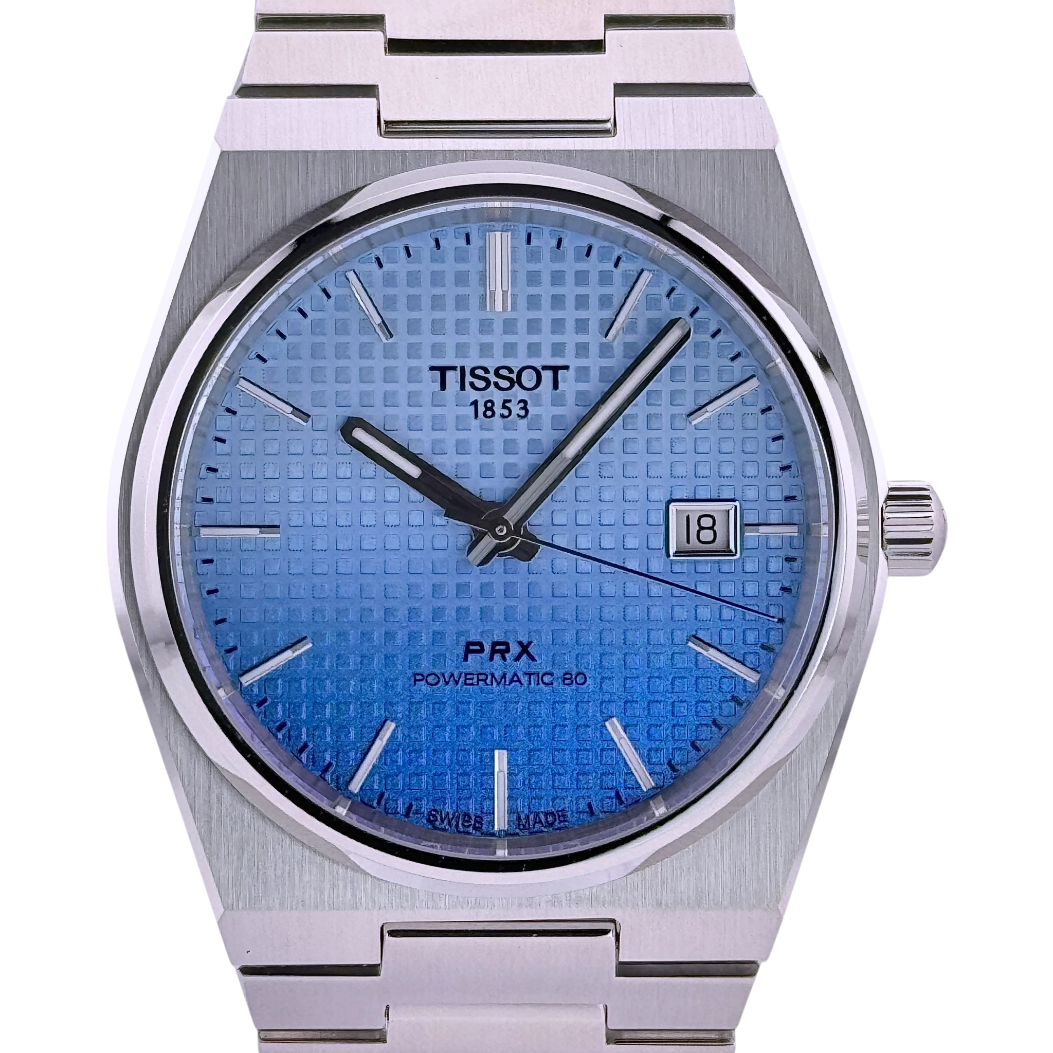 Tissot PRX Powermatic 80 Automatik Armbanduhr Edelstahl Eisblau T1374071135101