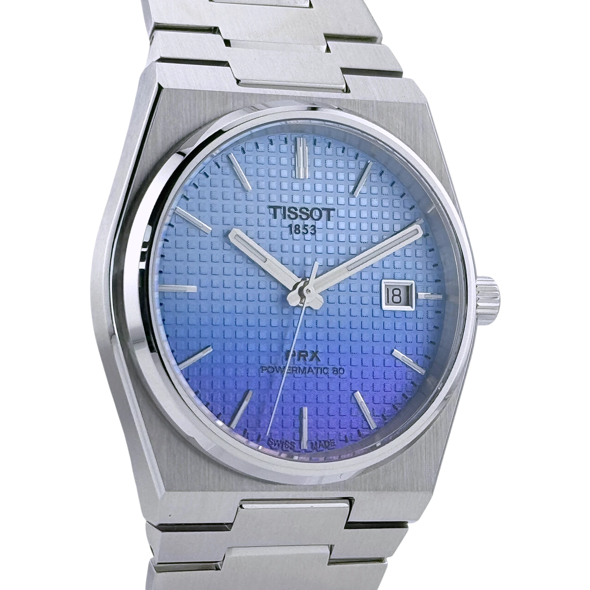 Tissot PRX Powermatic 80 Automatik Armbanduhr Edelstahl Eisblau T1374071135101