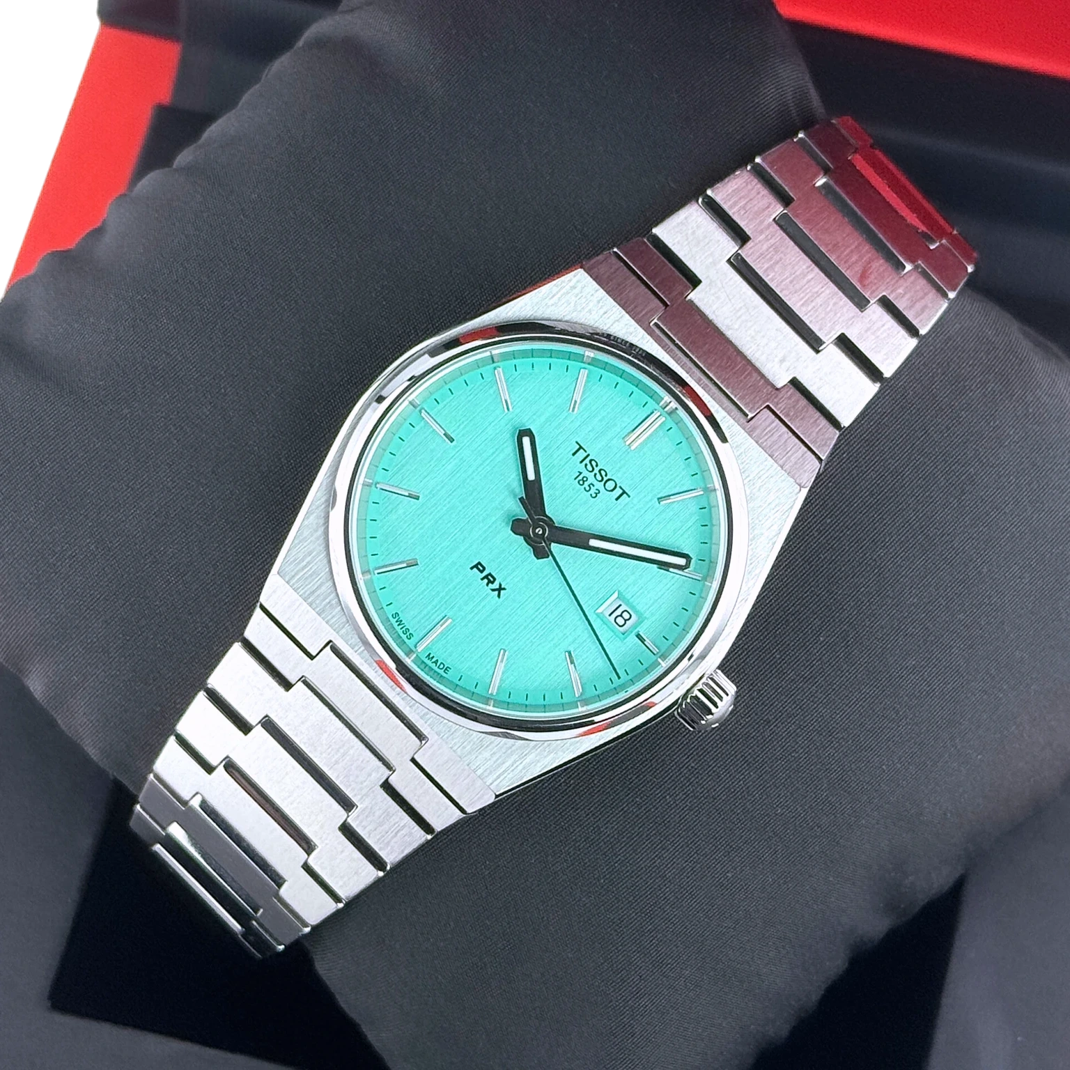 Tissot PRX Quarz 35mm Damen Armbanduhr Edelstahl Hellgrün Ref. T1372101109100