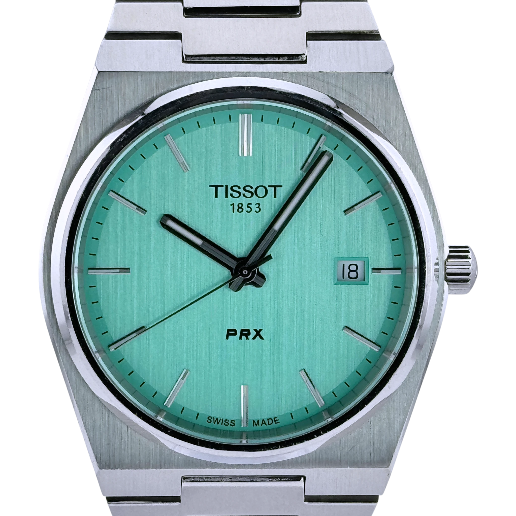 Tissot PRX Quarz 40 mm Herren Armbanduhr Edelstahl Hellgrün Ref. T1374101109101