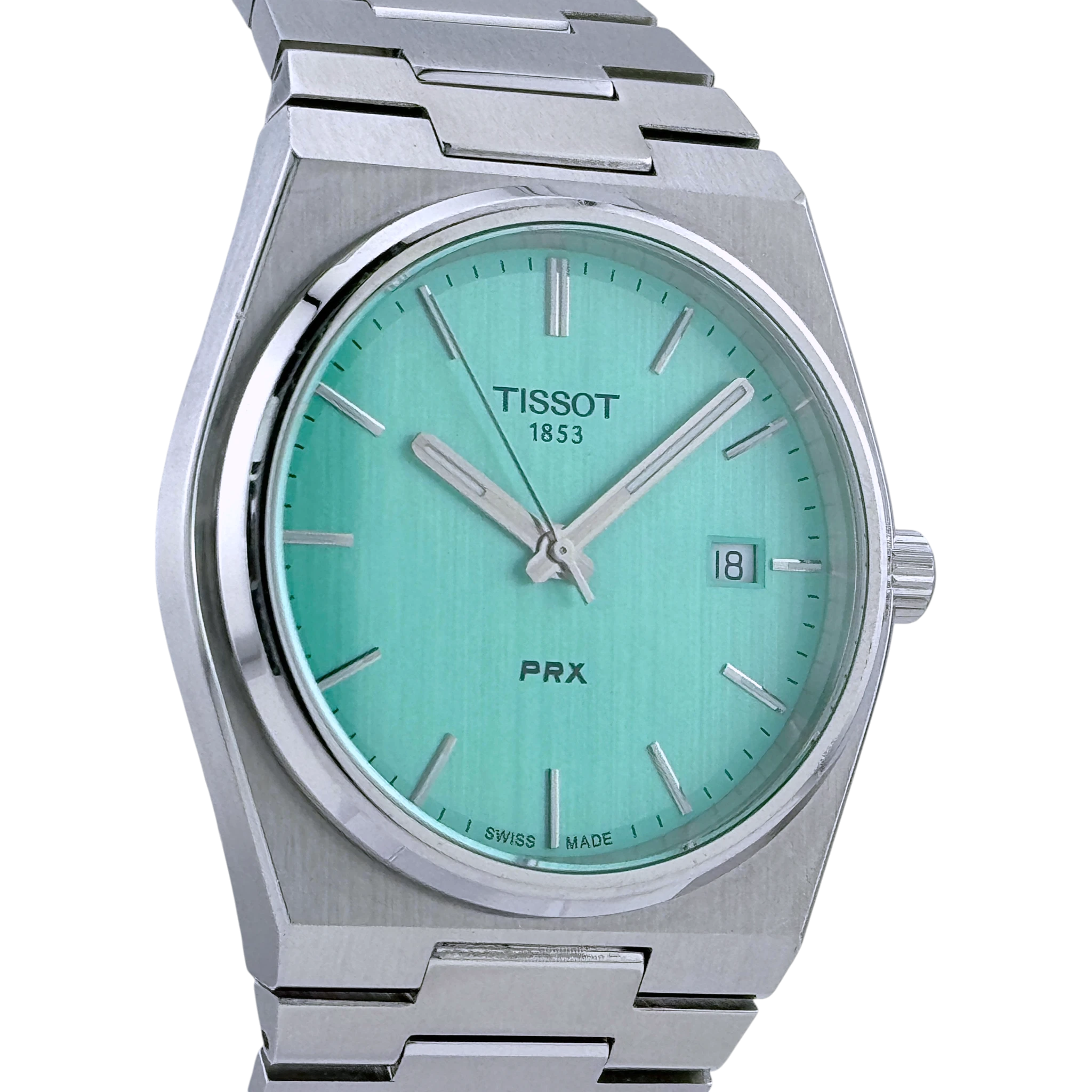 Tissot PRX Quarz 40 mm Herren Armbanduhr Edelstahl Hellgrün Ref. T1374101109101
