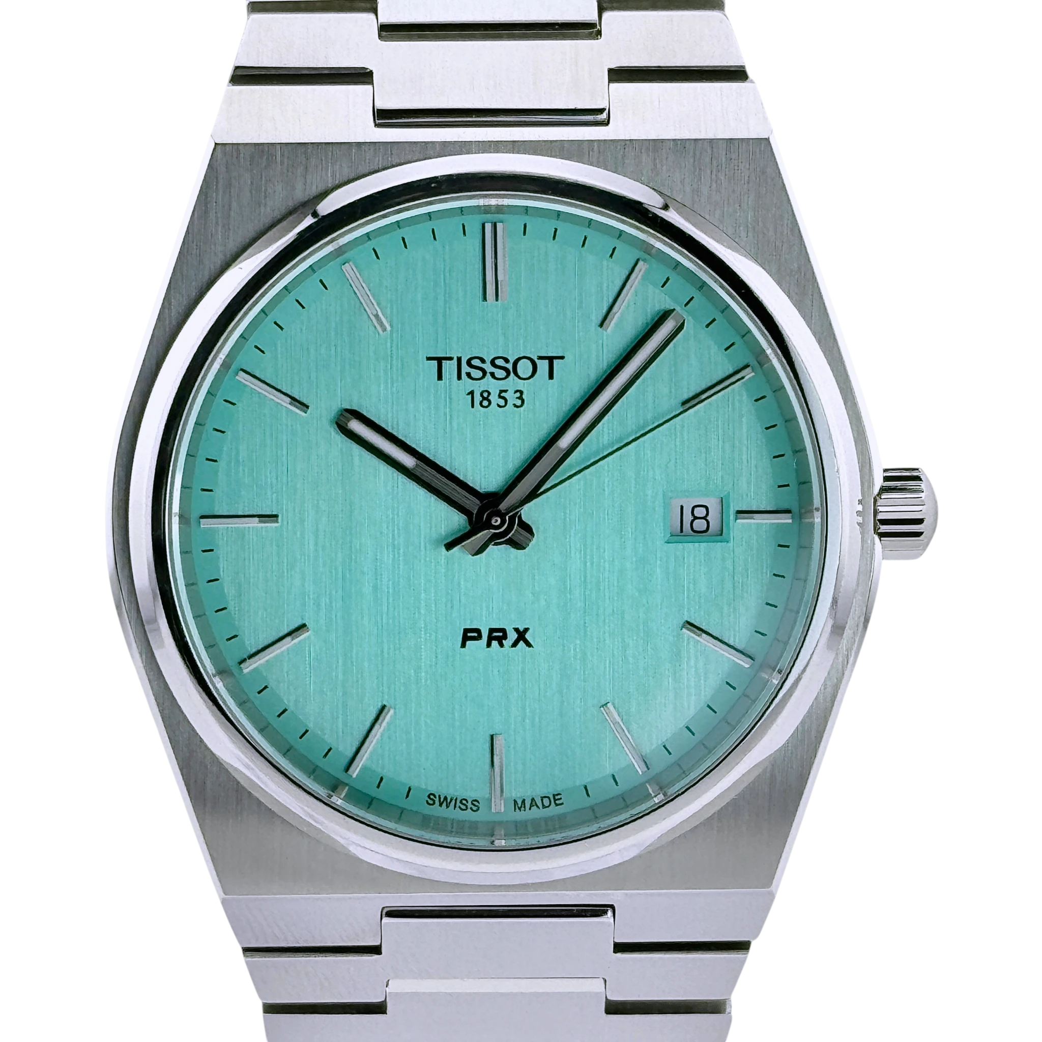 Tissot PRX Quarz 40mm Herren Armbanduhr Edelstahl Hellgrün Ref. T1374101109101
