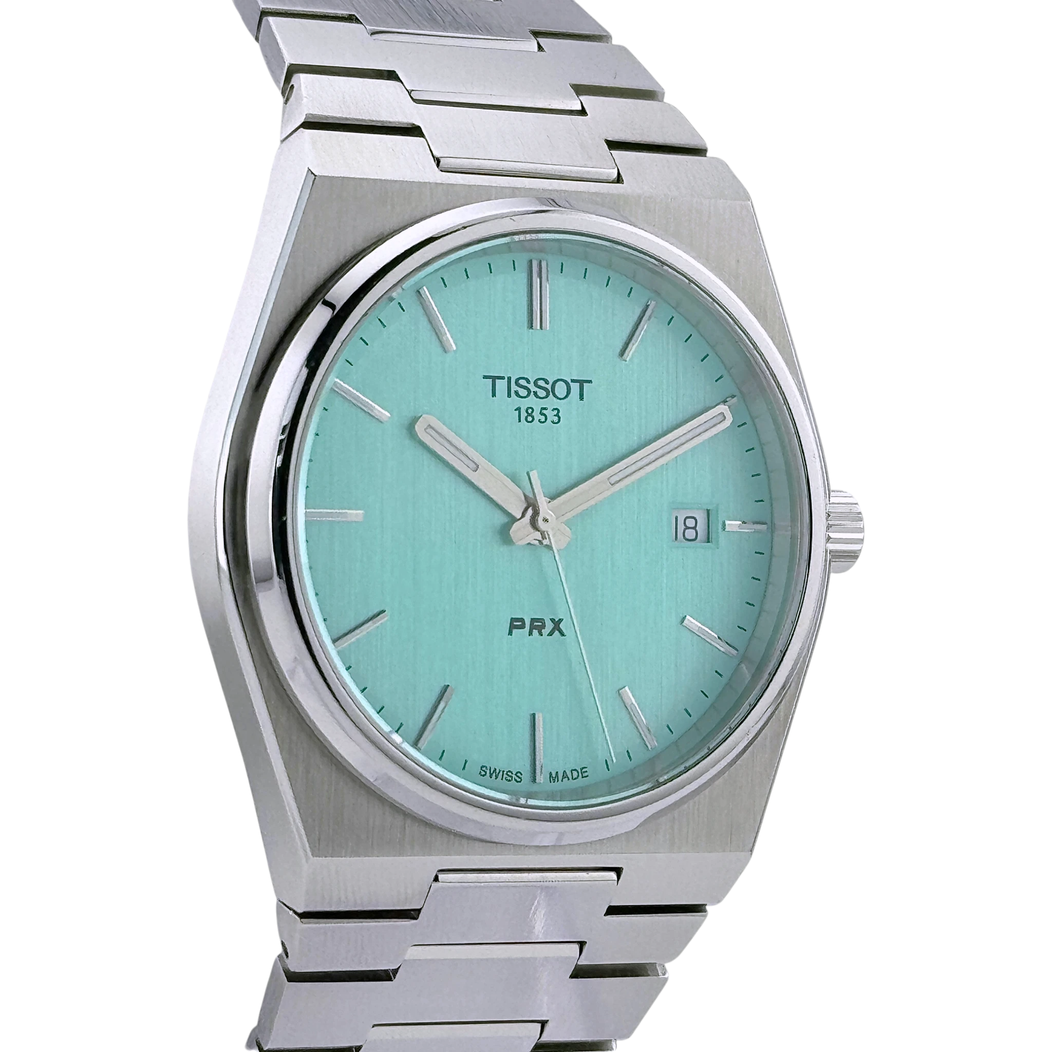 Tissot PRX Quarz 40mm Herren Armbanduhr Edelstahl Hellgrün Ref. T1374101109101