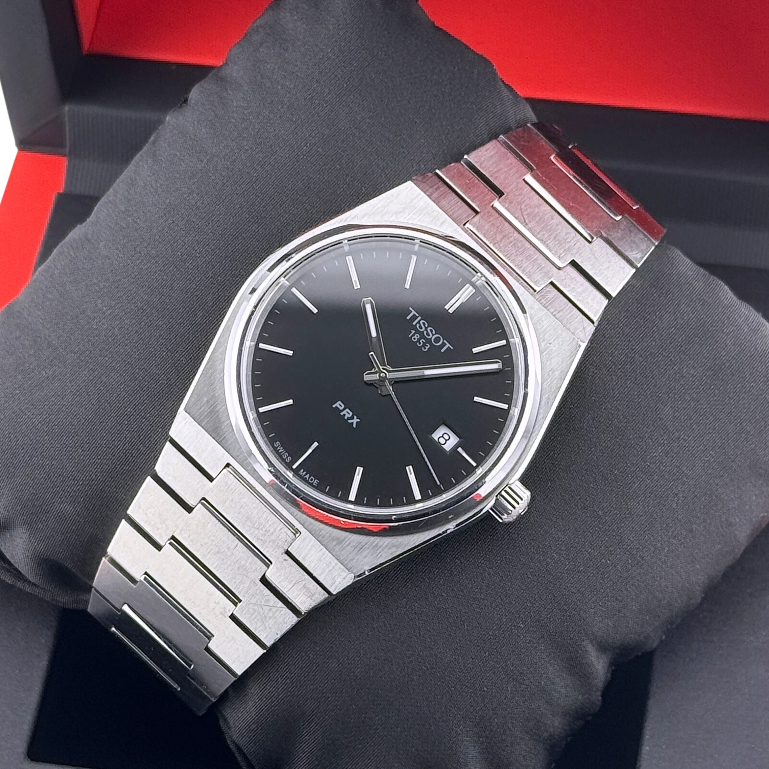 Tissot PRX Quarz 40mm Herren Armbanduhr Edelstahl Schwarz Ref. T1374101105100