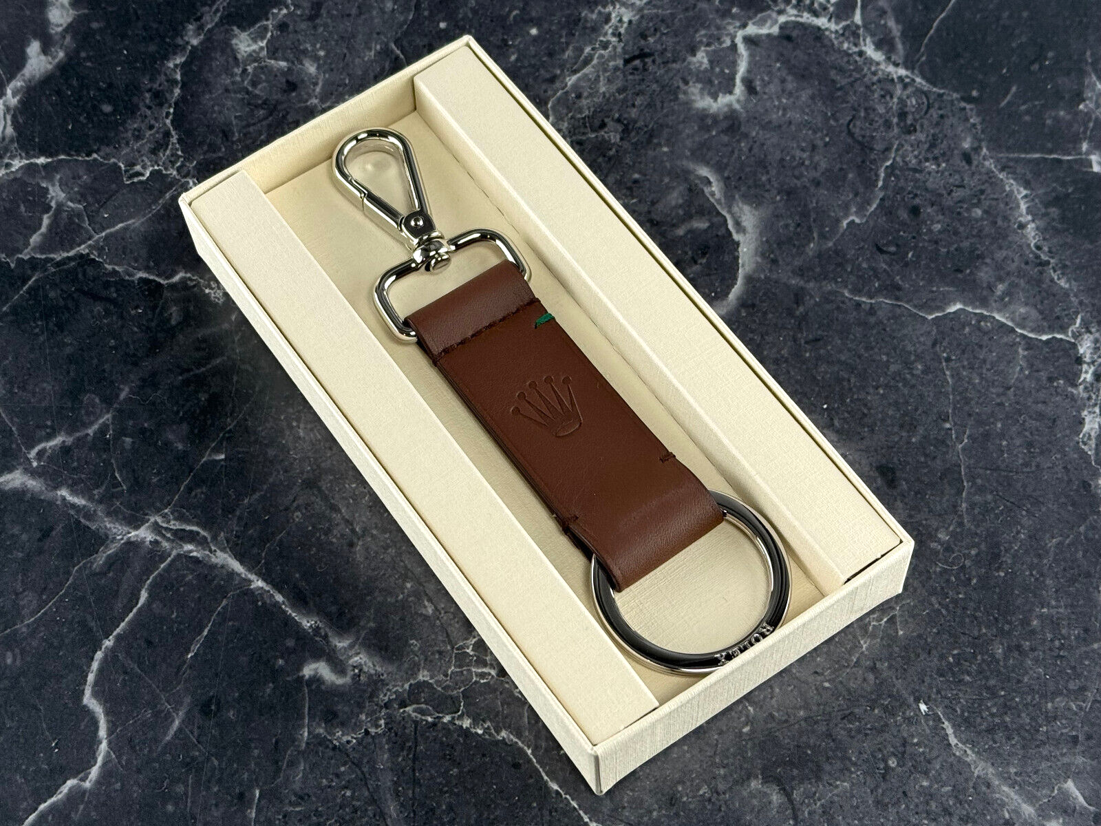 Rolex Leather Keychain Brown 