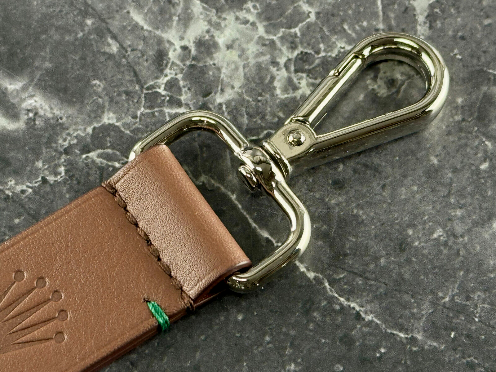 Rolex Leather Keychain Brown 